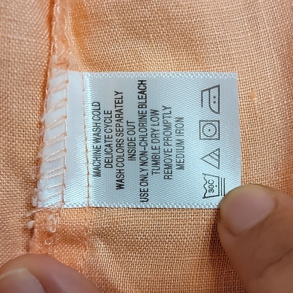 Women's Chadwick's Linen Long Sleeve Button Down Blouse, Coral, Size 16, EUC - Picture 6 of 7